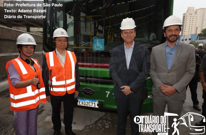 Nunes confirma que 9 de julho/Santo Amaro não terá mais ônibus a diesel, mostra e-Millennium BRT a Tarcísio e governador considera modelo para transporte intermunicipal